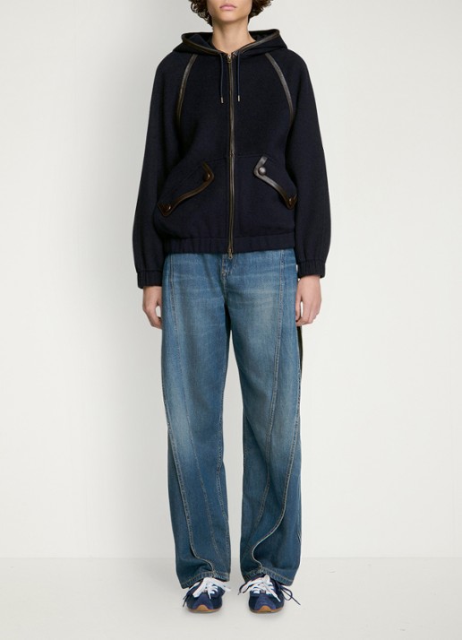 Sandro Jack van wol met details van leer - voorkant 5 donkerblauw