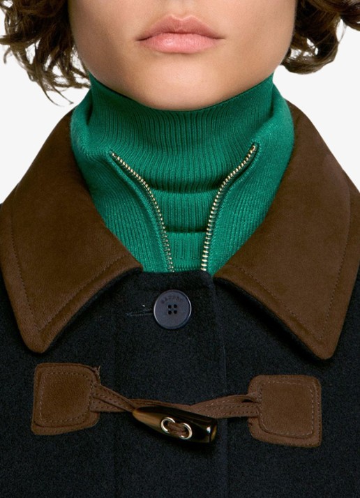Sandro Jas in wolblend met kraag - detail 4 donkerblauw