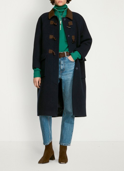 Sandro Jas in wolblend met kraag - detail 5 donkerblauw