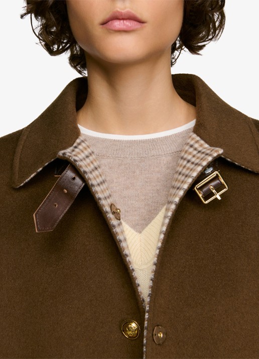 Sandro Jas van wol met details van leer - detail 6 bruin