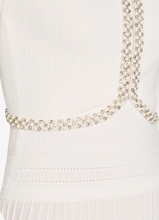 Sandro Kort vest met parels en stras - detail 4 wit