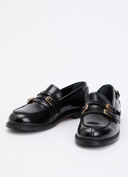 Sandro Loafer van kalfsleer  - detail zwart