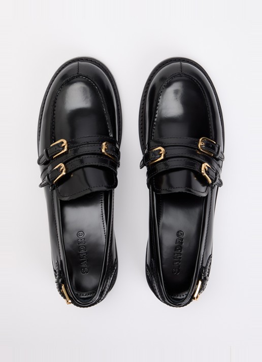 Sandro Loafer van kalfsleer  - detail 2 zwart
