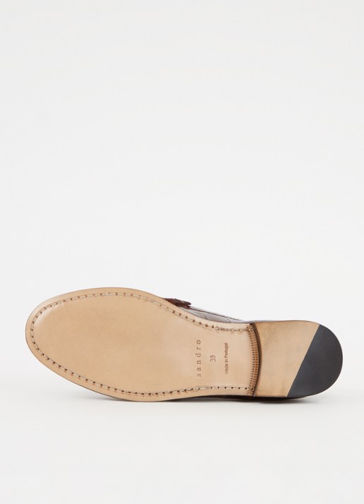 Sandro Loafer van leer met crocostructuur - detail 4 hazelnootbruin