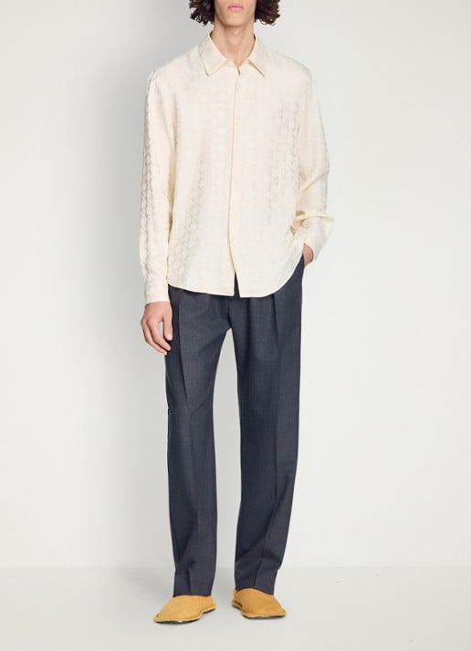 Sandro Loose fit blouse met ruitdessin - detail donkerblauw