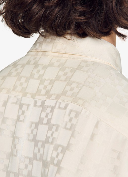 Sandro Loose fit blouse met ruitdessin - detail 2 donkerblauw