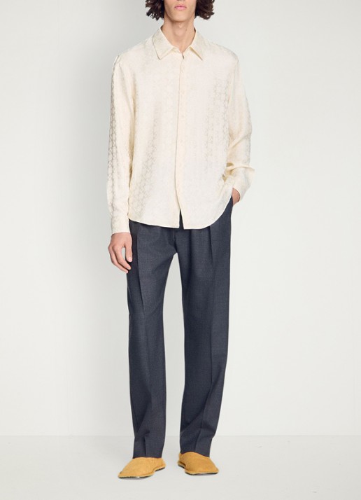 Sandro Loose fit blouse met ruitdessin - voorkant 6 wit