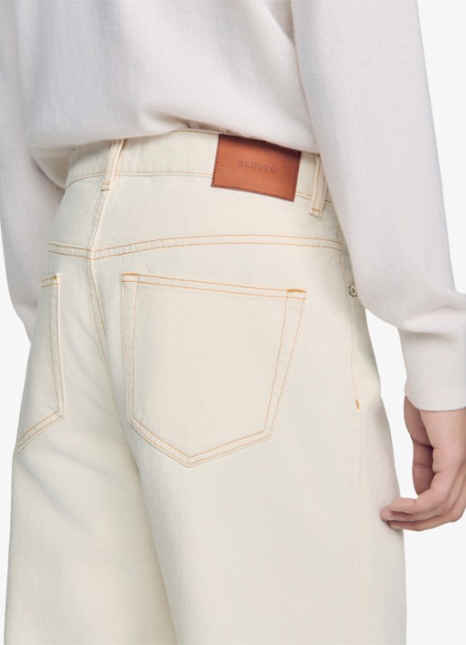 Sandro Loose fit jeans met gekleurde wassing - detail 4 ivoor