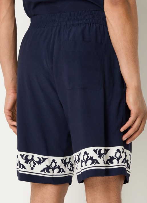 Sandro Loose fit korte broek met print - achterkant 4 donkerblauw