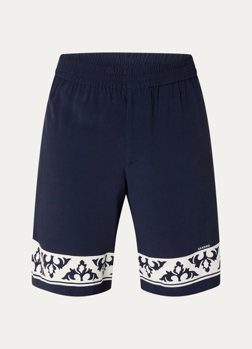 Sandro Loose fit korte broek met print - voorkant donkerblauw