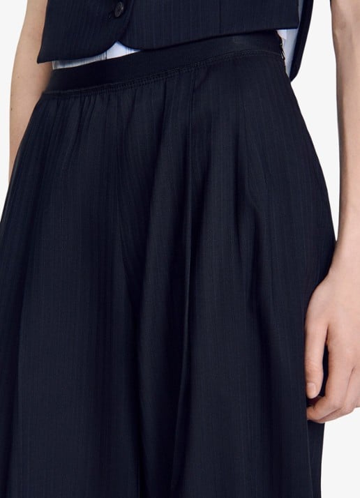 Sandro Loose fit pantalon met steekzakken en krijtstreep - detail 5 blauw