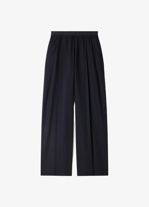 Sandro Loose fit pantalon met steekzakken en krijtstreep - voorkant blauw