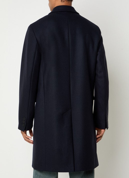 Sandro Mantel in kasjmierblend met klepzakken - achterkant donkerblauw
