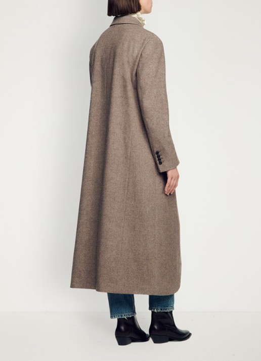 Sandro Mantel in wolblend met steekzakken - achterkant beige