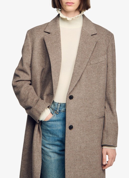Sandro Mantel in wolblend met steekzakken - detail 4 beige