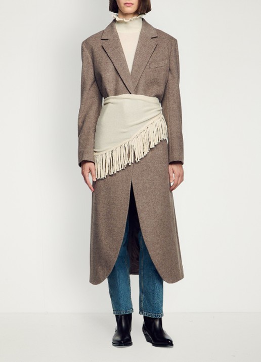 Sandro Mantel in wolblend met steekzakken - detail 5 beige