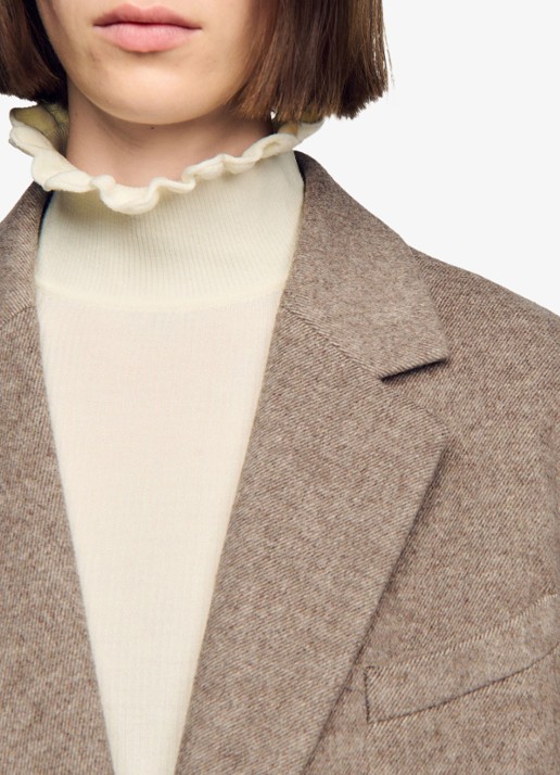 Sandro Mantel in wolblend met steekzakken - detail 6 beige