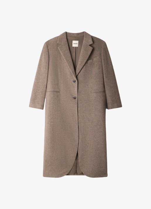 Sandro Mantel in wolblend met steekzakken - voorkant 2 beige