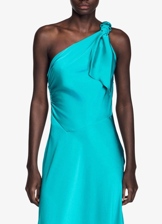 Sandro Maxi jurk met asymmetrische hals - detail 2 groen