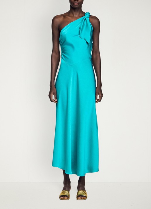 Sandro Maxi jurk met asymmetrische hals - detail 3 groen