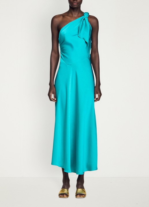 Sandro Maxi jurk met asymmetrische hals - detail 5 groen