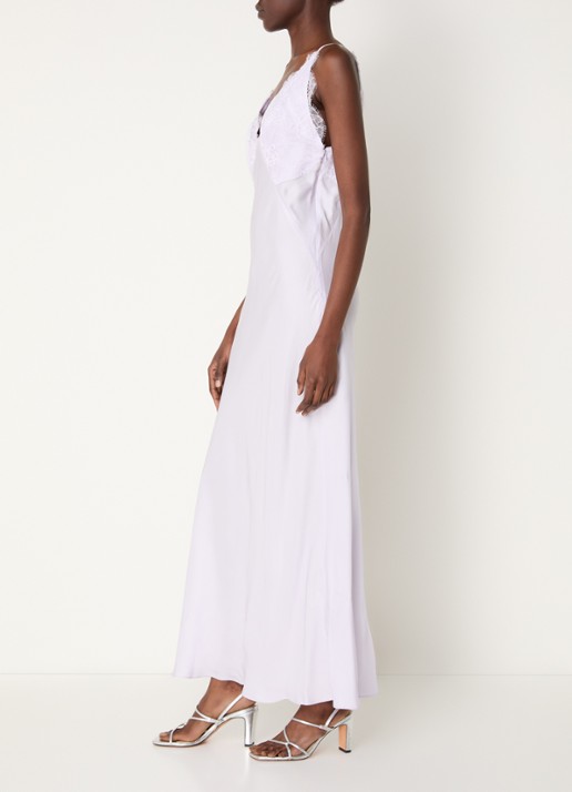 Sandro Maxi jurk met details van kant en glanzende finish - voorkant 3 lila