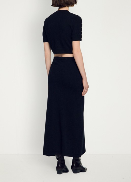 Sandro Maxi rok in wolblend - achterkant 4 zwart