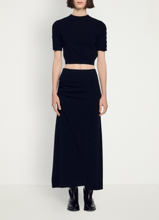 Sandro Maxi rok in wolblend - voorkant 6 zwart