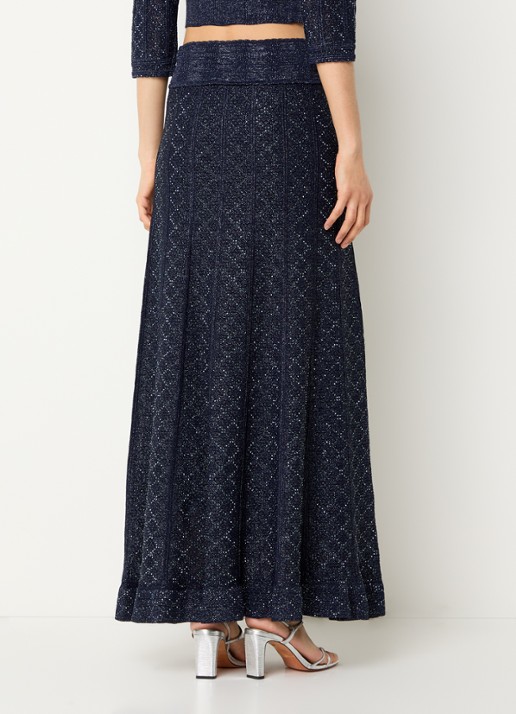 Sandro Maxi rok met strass - achterkant donkerblauw