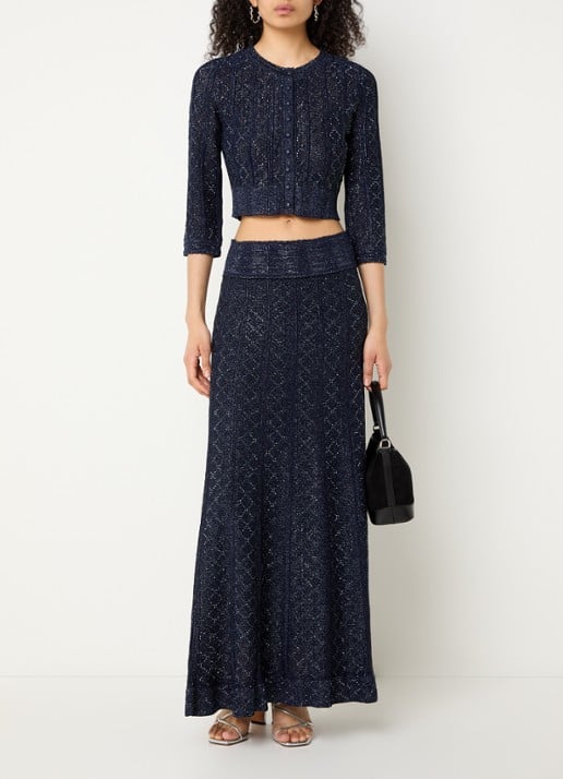 Sandro Maxi rok met strass - voorkant 4 donkerblauw