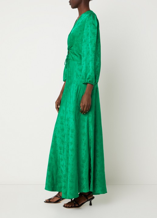 Sandro Maxi tuniekjurk met cut out detail - voorkant 3 donkergroen