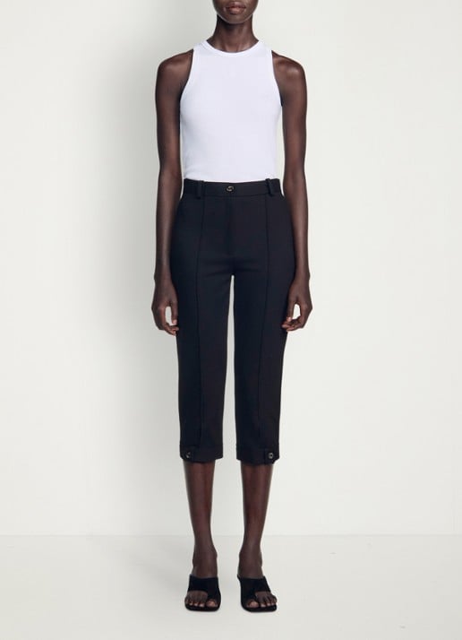 Sandro Mid waist straight fit capri broek - voorkant zwart