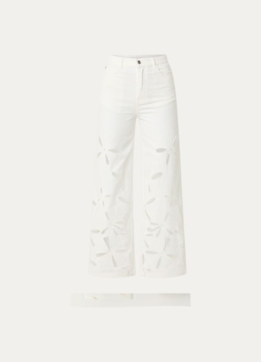Sandro Mid waist straight leg jeans met gekleurde wassing - voorkant wit