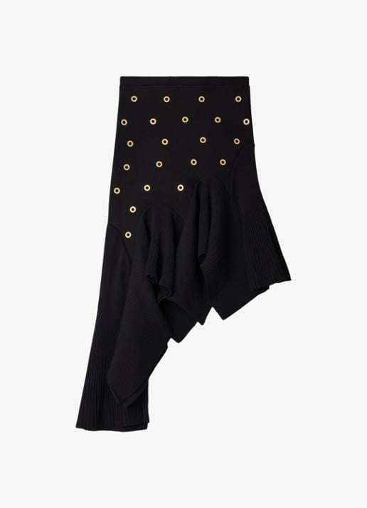 Sandro Midi asymmetrische rok met applicatie - voorkant zwart