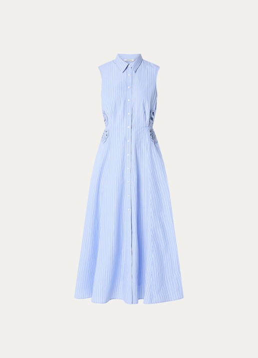 Sandro Midi blouse jurk met cut-out detail - voorkant 3 blauwgrijs