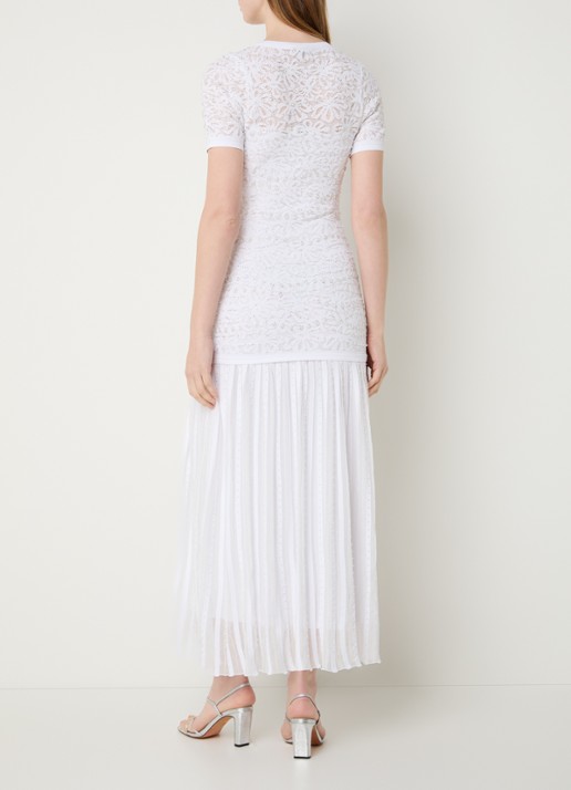 Sandro Midi blousejurk met imitatieparels en broderie - achterkant 3 wit