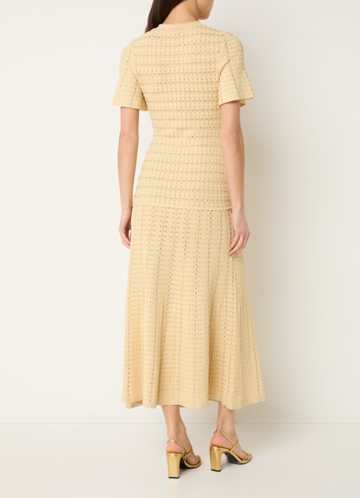 Sandro Midi blousejurk met strass - achterkant 3 lichtgeel