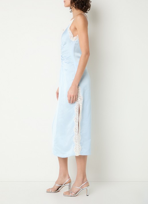 Sandro Midi jurk in linnenblend met details van kant