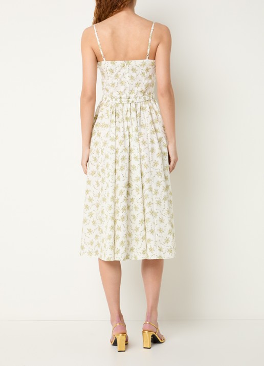 Sandro Midi jurk met bloemenprint en ceintuur - achterkant 4 gebroken wit