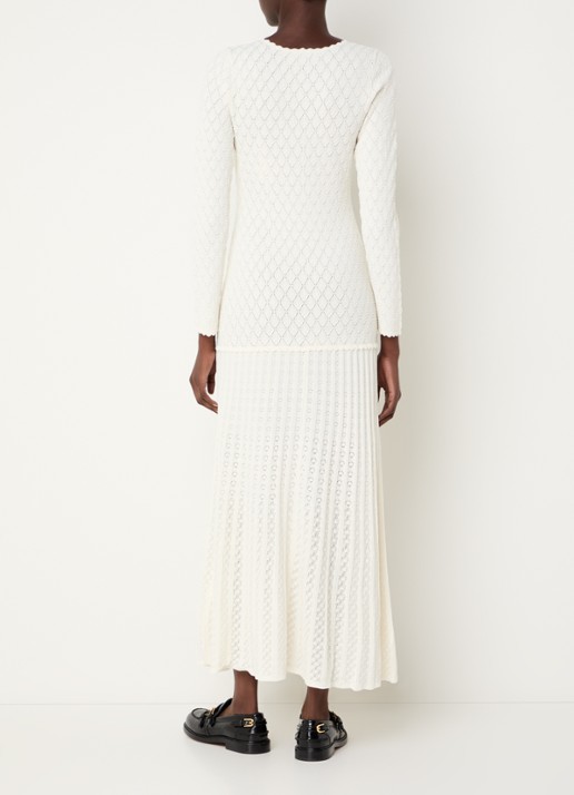 Sandro Midi jurk met opengewerkt dessin - achterkant 3 creme