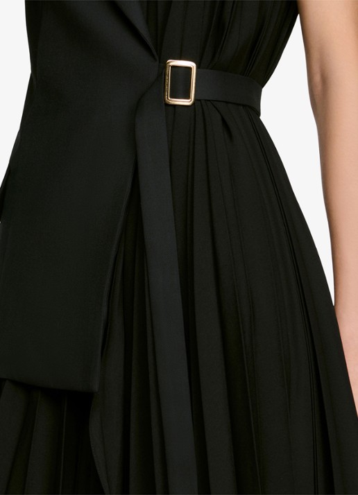 Sandro Midi jurk met plooien - detail 2 zwart
