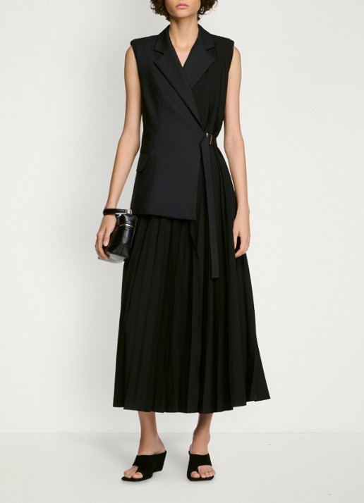 Sandro Midi jurk met plooien - detail 3 zwart