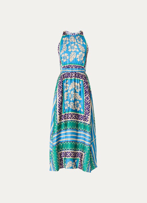 Sandro Midi jurk met print - voorkant 2 blauw