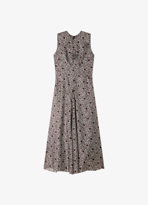Sandro Midi jurk met ronde hals en bloemenprint