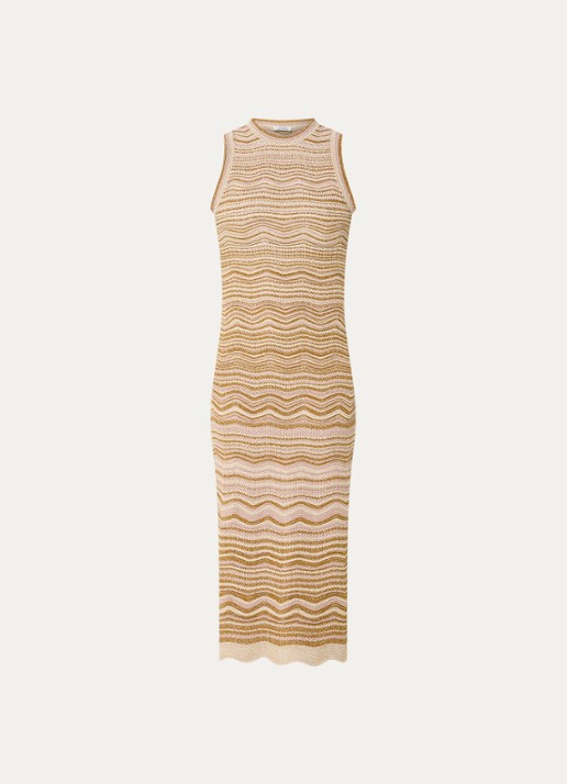 Sandro Midi jurk met structuur - voorkant 2 camel
