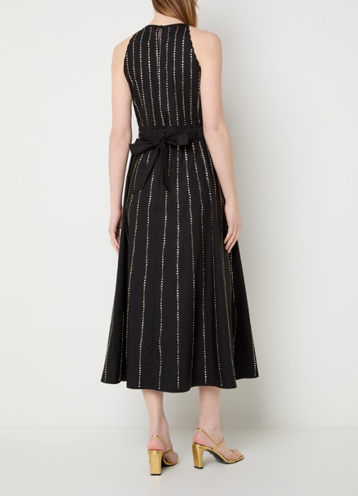 Sandro Midi jurk met studs en cut-out detail - achterkant 3 zwart