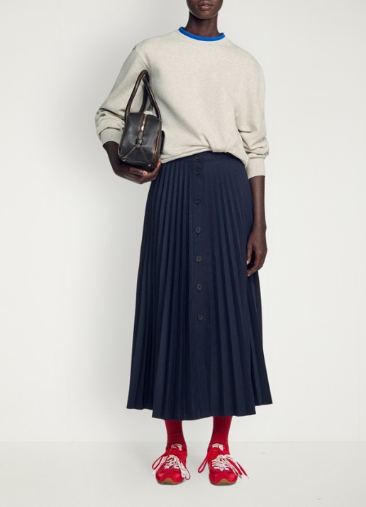 Sandro Midi rok met plissé - detail 3 blauw