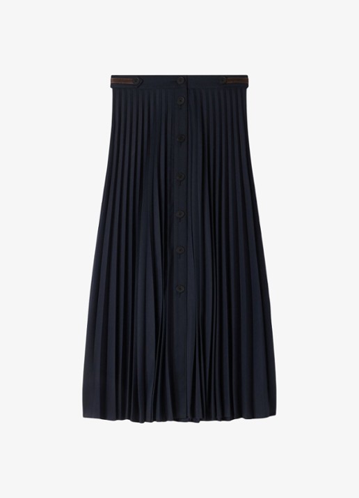 Sandro Midi rok met plissé - voorkant 5 blauw