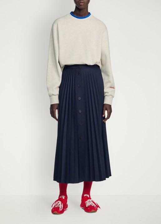 Sandro Midi rok met plissé - voorkant 6 blauw