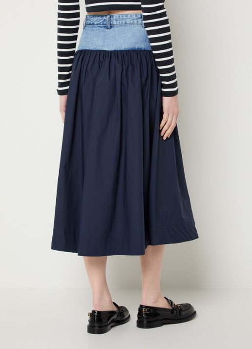 Sandro Midi spijkerrok met steekzakken - achterkant 2 donkerblauw